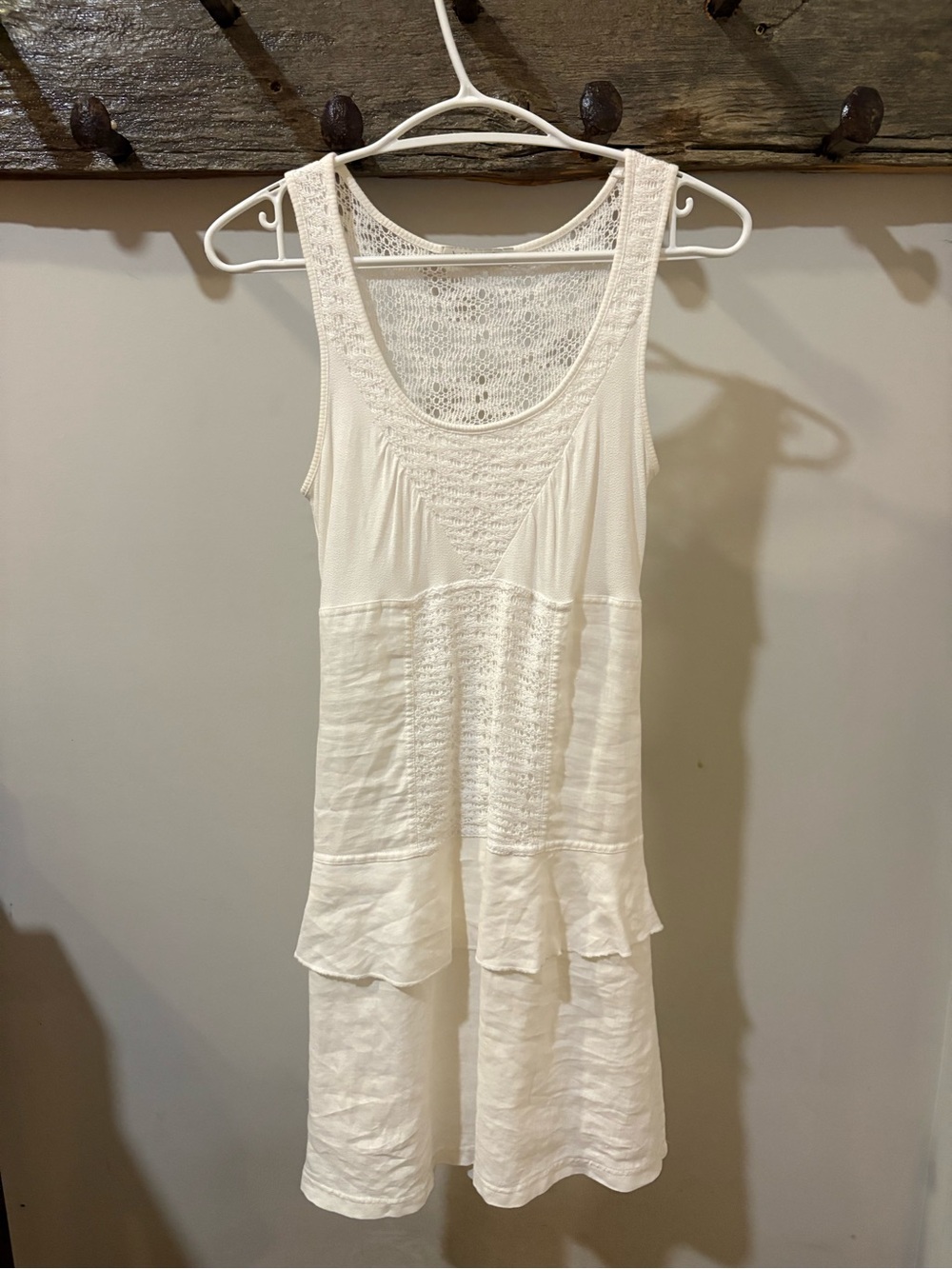 Malo White Crochet Lace Tank Top DRESS